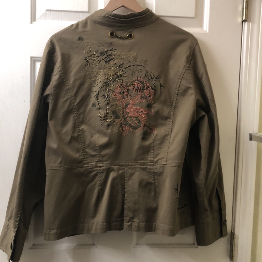 Torrid Olive Utility Jacket With Embroidered Deta… - image 4